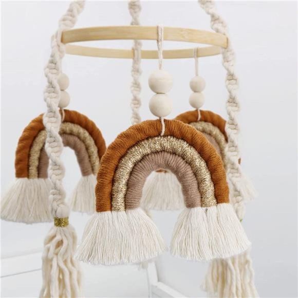 Hanging Macrame Baby Mobile Rainbow Baby Crib Mobile Kids Room Nursery Decor - Picture 5 of 6